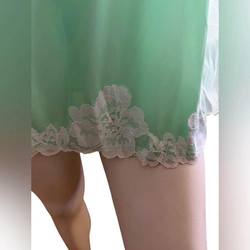 Vintage Mint Green Lace Trim Babydoll Made in U.S.A Size Small - Picture 3 of 7